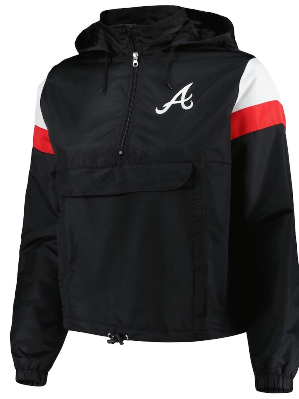 Fanatics Atlanta Braves Black Pullover Windbreaker with Red & White Accents